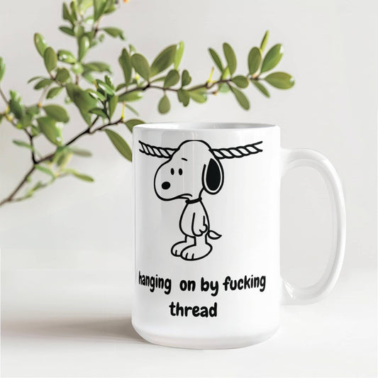 hanging on - coffee mug